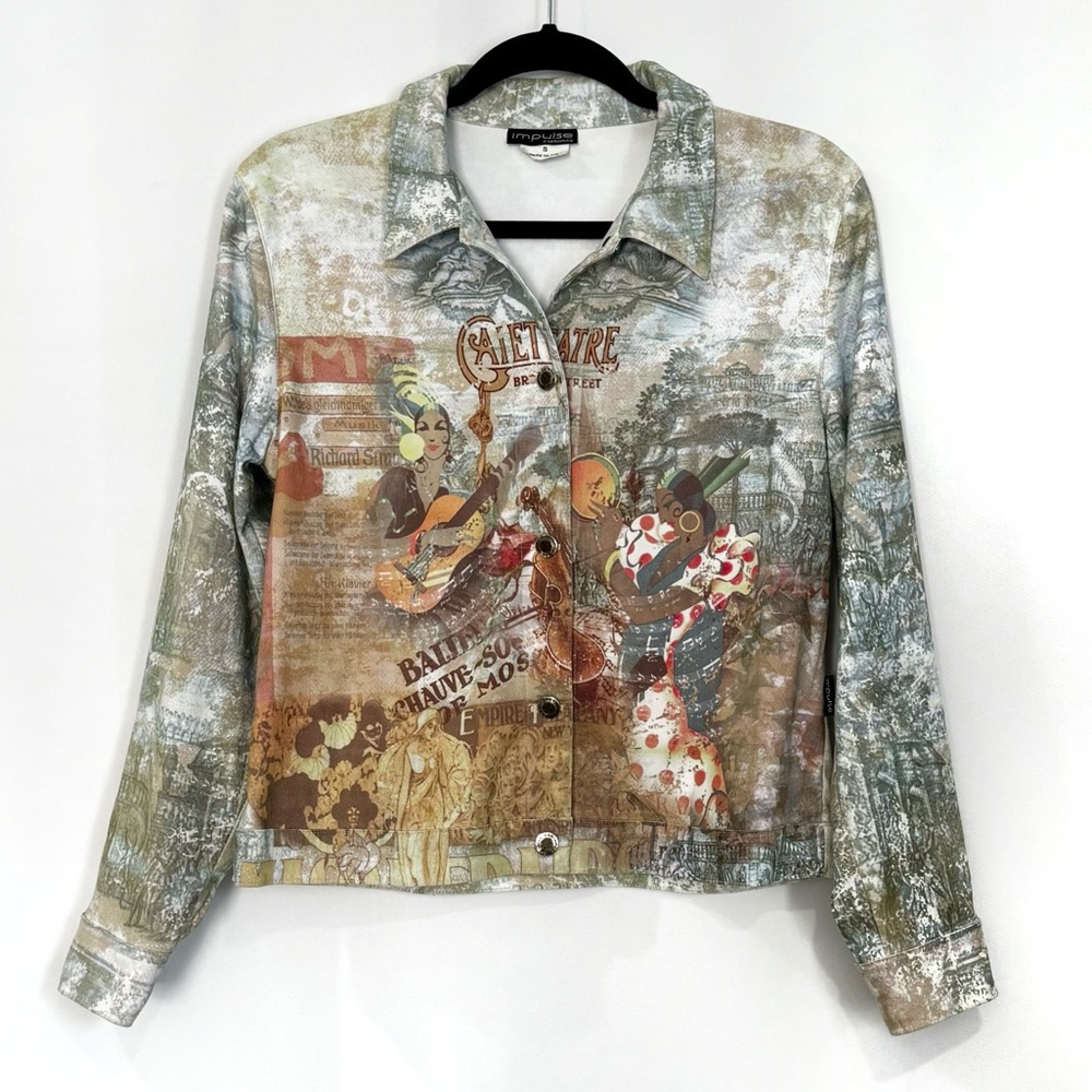 Vintage Impulse California Jacket Spanish Print Womens Small Casual Blazer